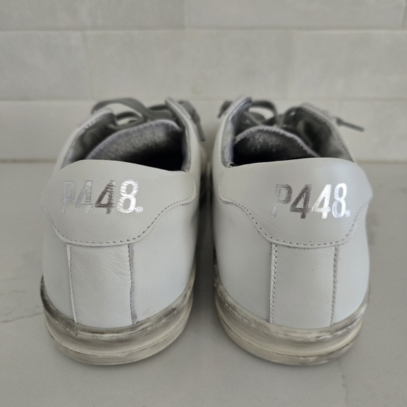 LIKE NEW P448 John YOU CAN SURF LATER Lace-Up Perforated Leather Low Sneakers 39 - Picture 3 of 7